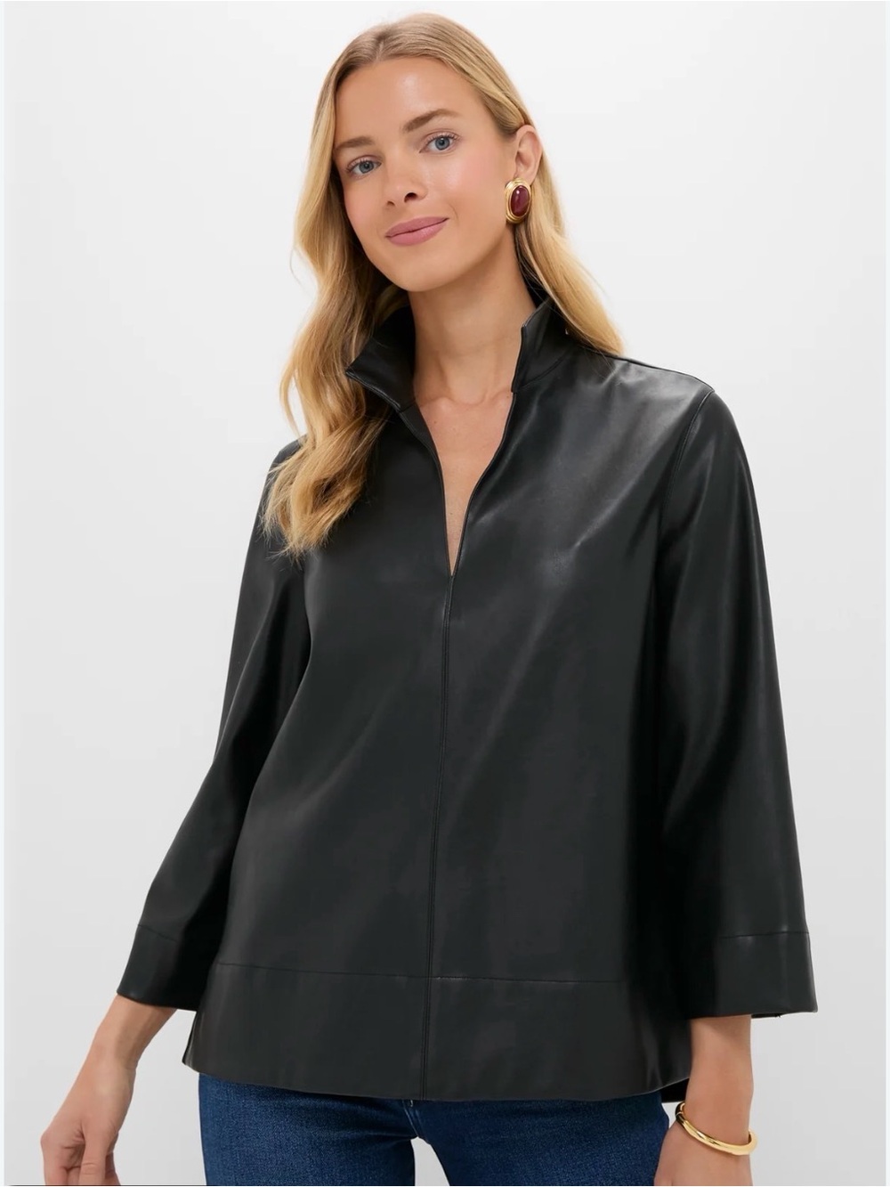 NWT TUCKERNUCK Black Leather Margot Top